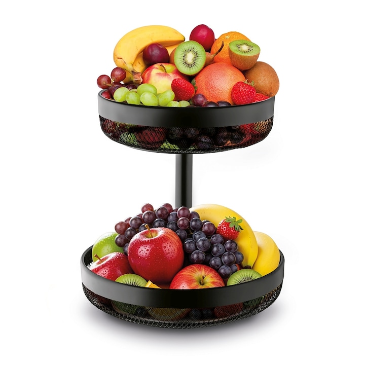 Cos pentru fructe set Konighoffer Harmony 2 niveluri 30x31cm negru