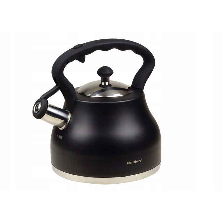Klausberg Teáskanna 2.7L rozsdamentes acél zománcozott fekete 19.5x23.5cm