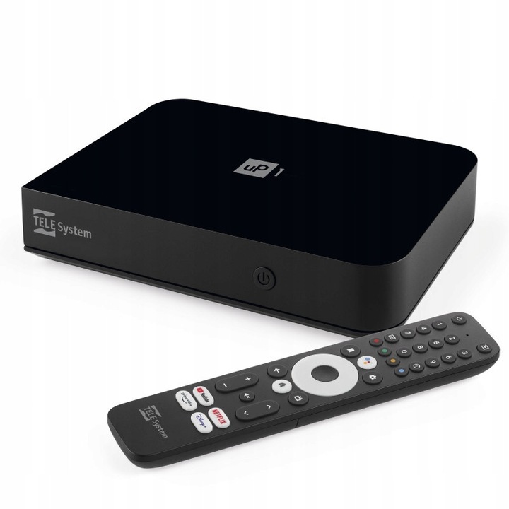 Декодер Android TV TELE System Box UP1, 4K UHD, DVB-T2 HEVC, Bluetooth, пълен комплект