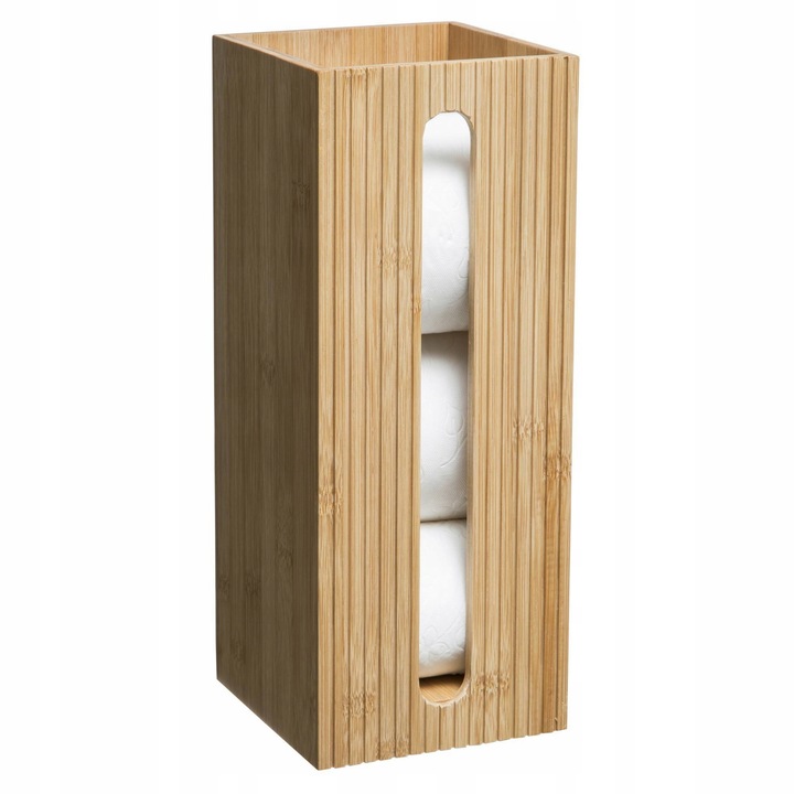Стойка за тоалетна хартия, 5five Simply Smart, бамбук, бежов, 14,5x14,5x36см