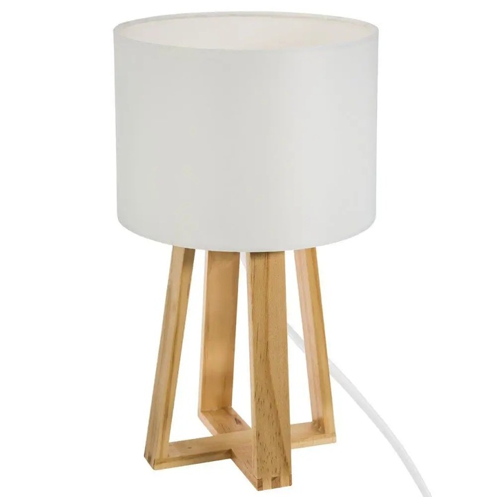 Lampa de noapte, Atmosphera, alb, 34,5x20cm, din lemn de pin, stil scandinav