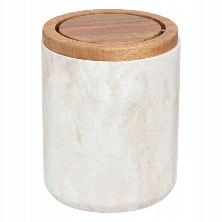 Мини кош за боклук 1.5L 5five Simply Smart, бежов, размери 15.8x11.9cm, с дървен капак