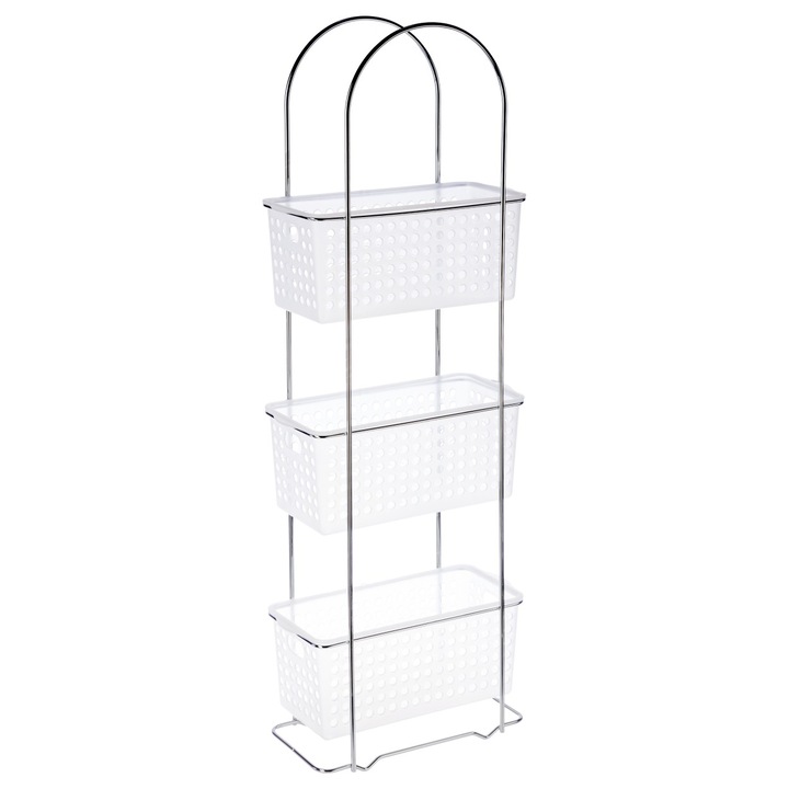 Рафт за баня 5five Simply Smart, 3 нива, бял, размери 84x14,5x28см