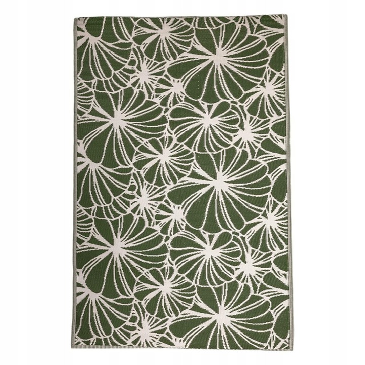 Градински килим, Esschert Design, 150x242см, зелено-бял, флорален модел, за открито