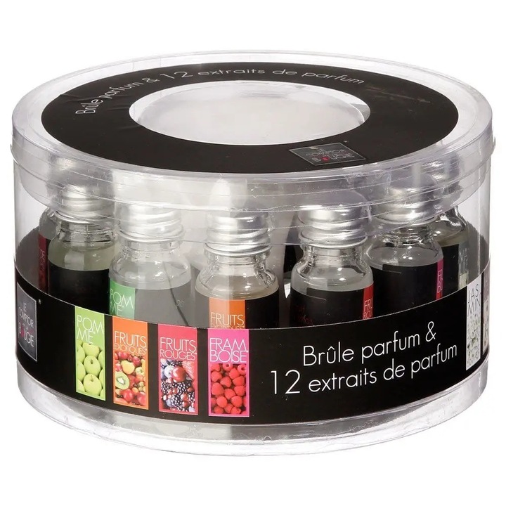 12 db illóolaj aromaterápia szett kerámia tartóval, fehér, 10 ml
