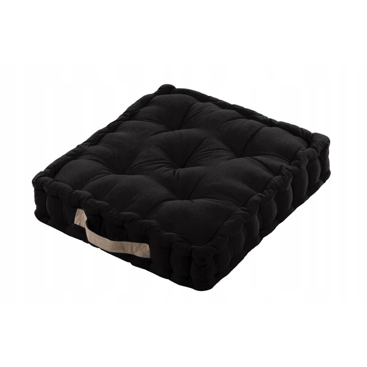 Perna decorativa DUO 45x45cm, neagra, pentru interior, cu umplutura groasa