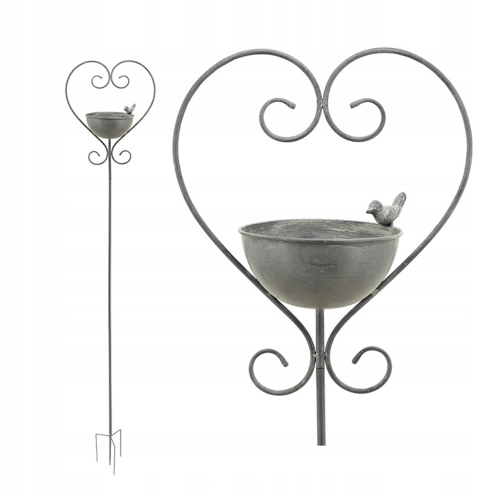 Adapter madaraknak, Exner, szív alakú, fém, szürke, 138,4cm, dekoratív