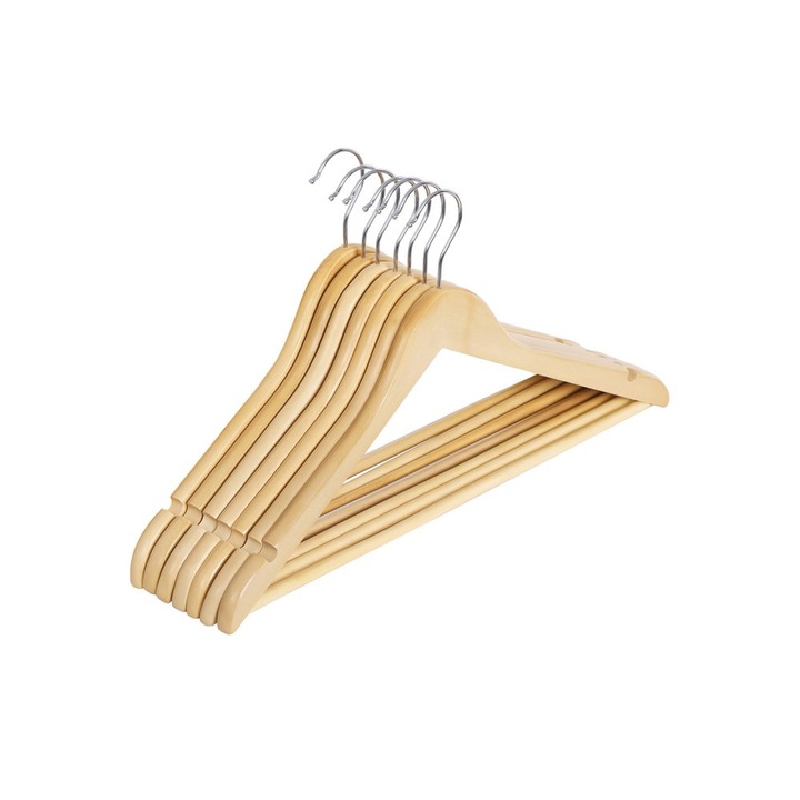 Set 20 umerase din lemn, cu carlige rotative, bej, 44,5x23cm