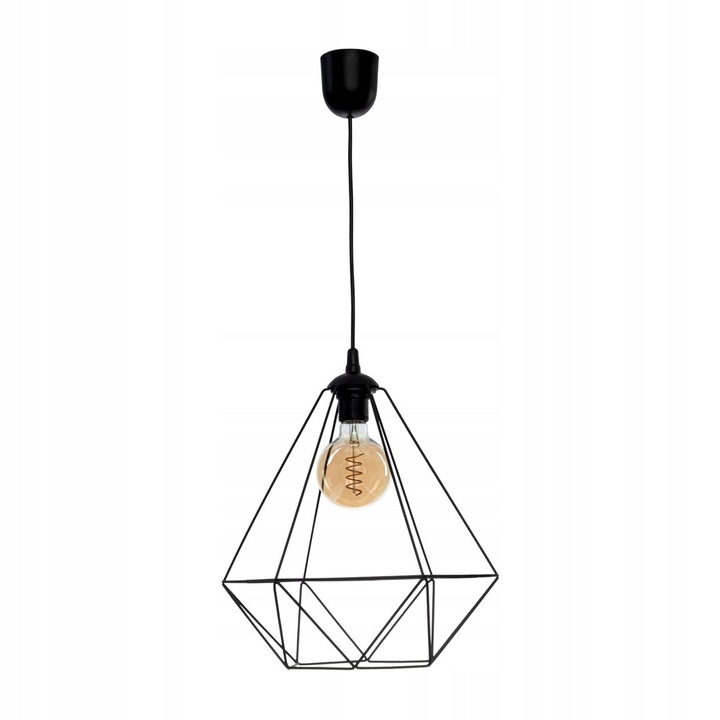 Lampa suspendata BASKET, Milagro, metal, neagra, 1xE27, dimensiuni 35x100cm