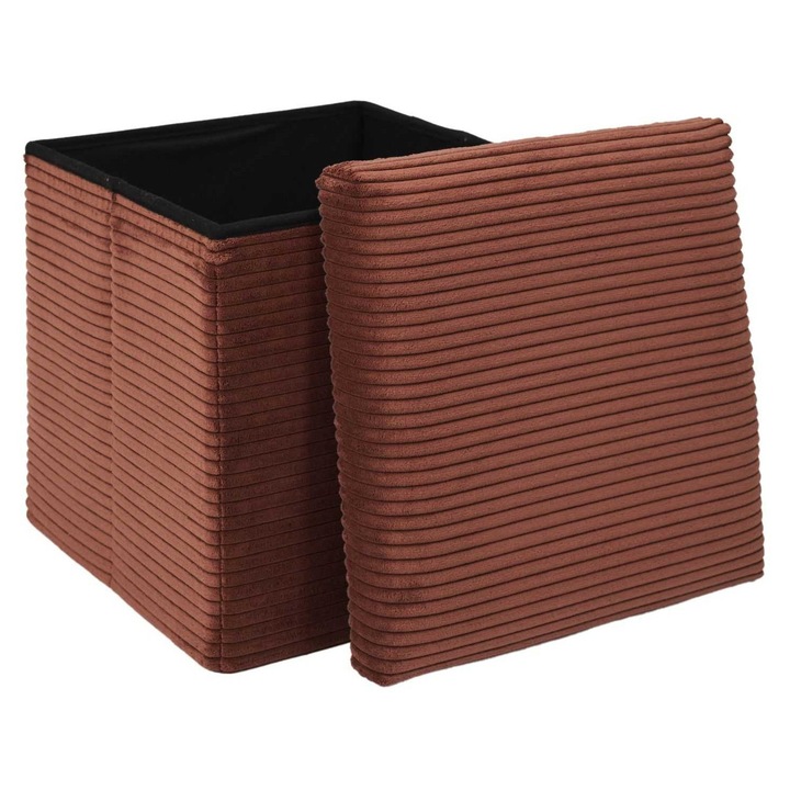 Пуф/Табуретка BOXY, цвят мед, 38x38x38см, 2 в 1, модерен, с място за съхранение