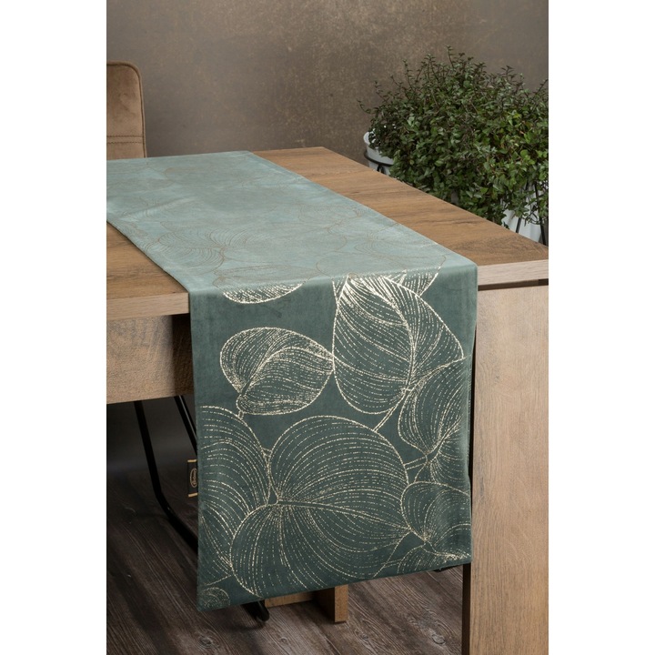 Eurofirany BLINK 16 dekoratív asztali futó, 35x180 cm, sötét menta, 100% poliészter