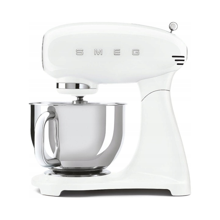 Планетарен миксер Smeg SMF03, 800W, 10 скорости, бял, 4,8л, комплект с аксесоари