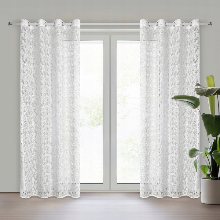 Перде Eurofirany Moni, 140x250см, бял, 100% полиестер, комплект 1 брой