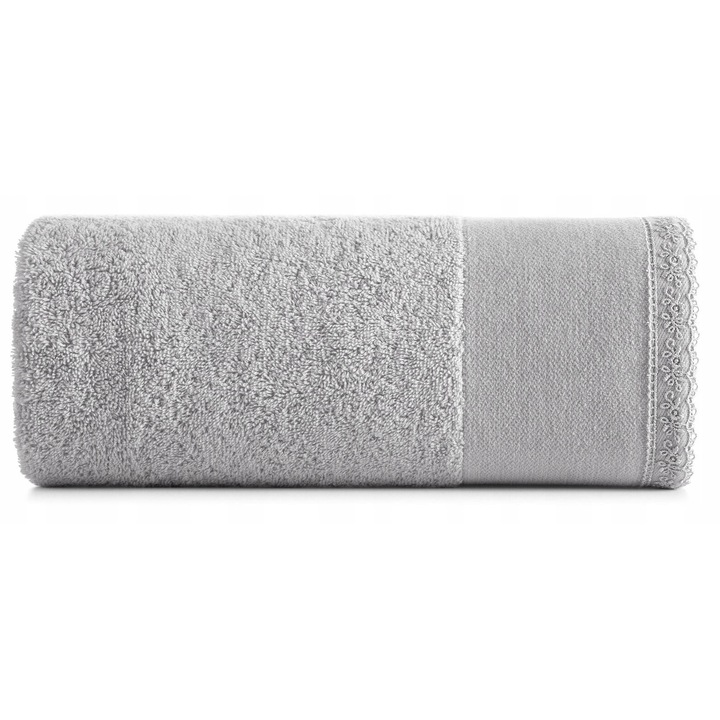 Кърпа за баня Eurofirany EMI 70x140см, сребриста, 500 GSM, с декоративен бордюр