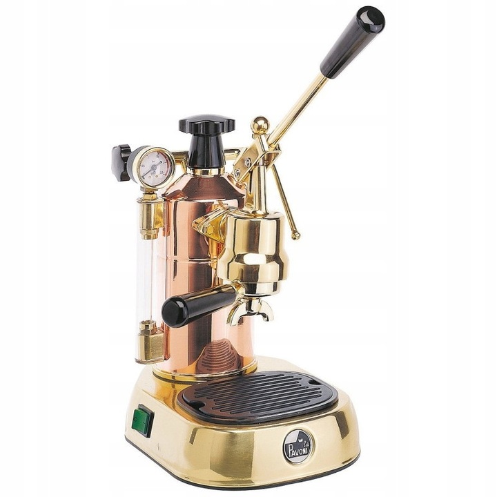 La Pavoni Rame Gold eszpresszógép, 950W, nyomásmérővel, 1.6L tartállyal, cappuccino kiegészítőkkel