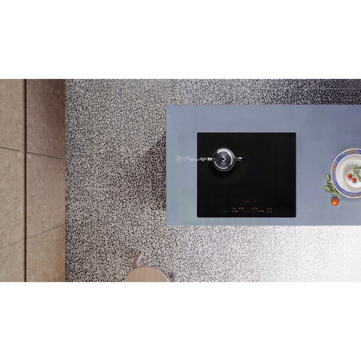 Plita electrica incorporabila Ciarko CulinaSync Advanced, 7200W, 60x51.5cm, neagra