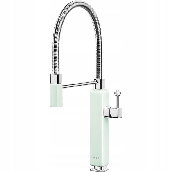 Батерия за кухня Smeg MDF50PG 50's Style, пастелно зелен, 360° въртене, 2 свързващи маркуча