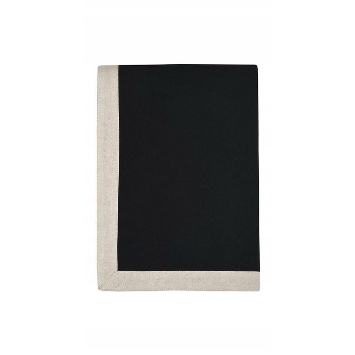 DUO terítő 140x240cm, fekete-bézs, 100% pamut, egyszerű design