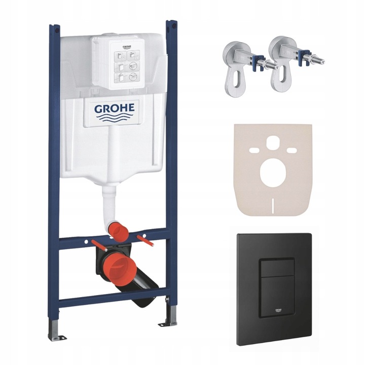 Комплект WC Grohe Rapid SL, структура с бутон Skate, phantom black, 6-9 л, сух монтаж