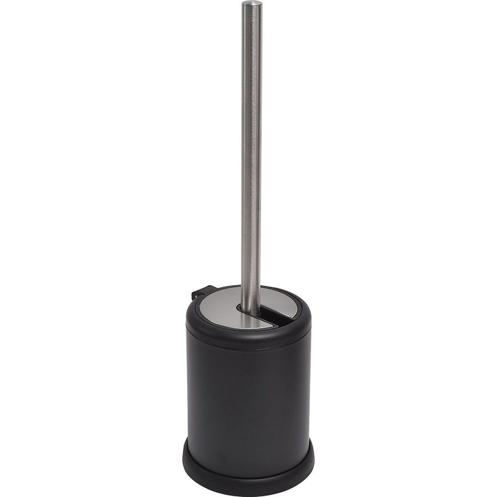 Perie Toaleta Wc, Tendance, Core, Suport Metal, Capac Pliabil, Maner Metalic, Finisaj Mat, Igienica, Pentru Baie, Rezistenta La Umiditate, Moderna, Eleganta, Stil Industrial, Minimalist, Durabila, Usor De Curatat, Practica, Negru Mat