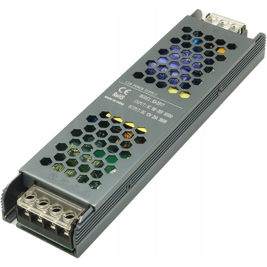 Provero Transformator LED ProVero 12V 300W 25A, ultra slim, grafit, 200x48x24mm ...