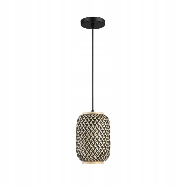 Adalla függőlámpa, 1x40W, matt fekete, rattan, 180x9.5cm