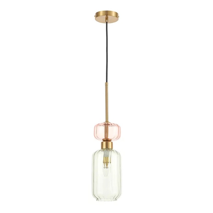 Lampa suspendata Milagro MOLLY, roz si verde, 1xE14, dimensiune ajustabila