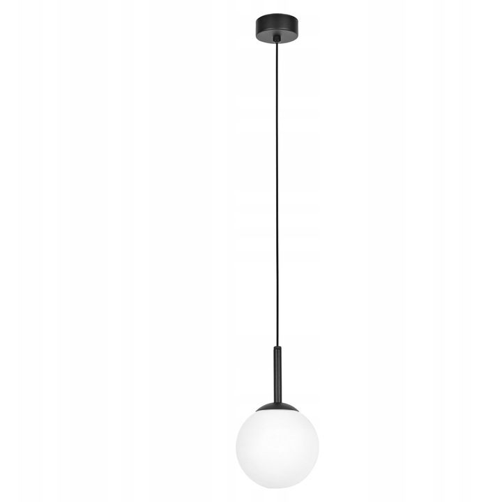 Lampa suspendata Kaja, model Faro, metal si sticla, neagra, 14x90cm