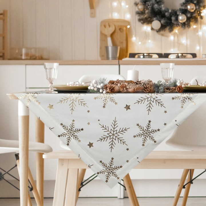 Eurofirany asztalterítő, fehér díszítő terítő, 85x85cm, 100% poliészter