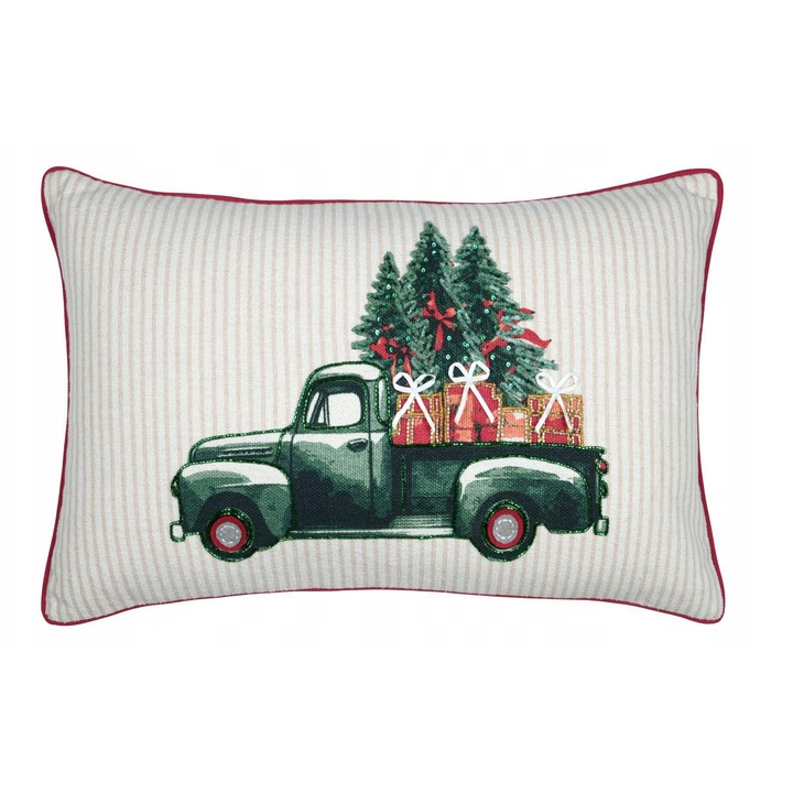 STOF GIFTED VERT díszpárna 35x55 cm, karácsonyi témájú, jacquard mintás