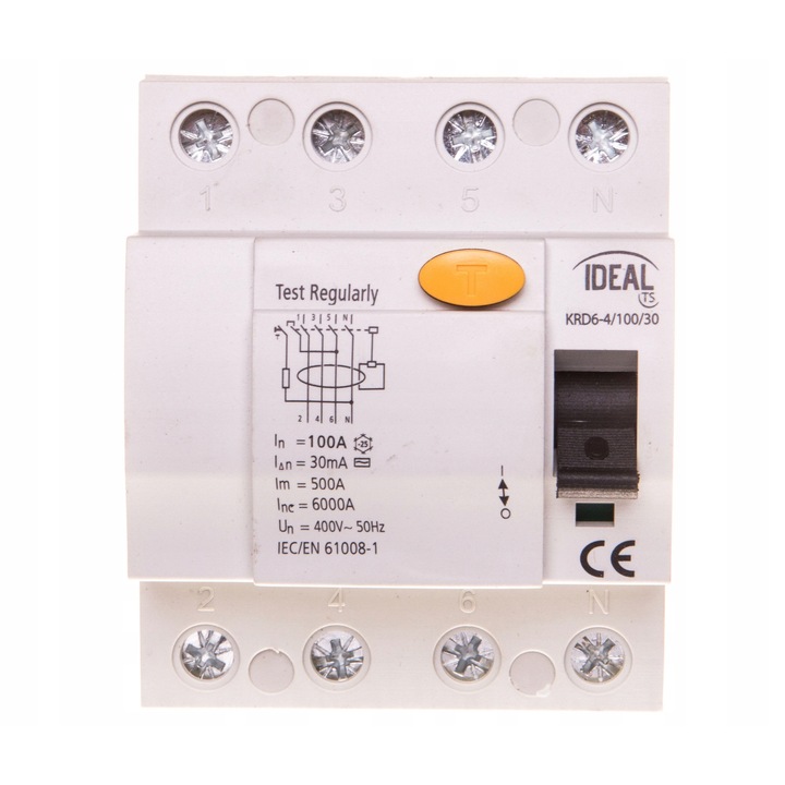 Диференциална защита 4P Kanlux 100A 0,03A IP20 400V