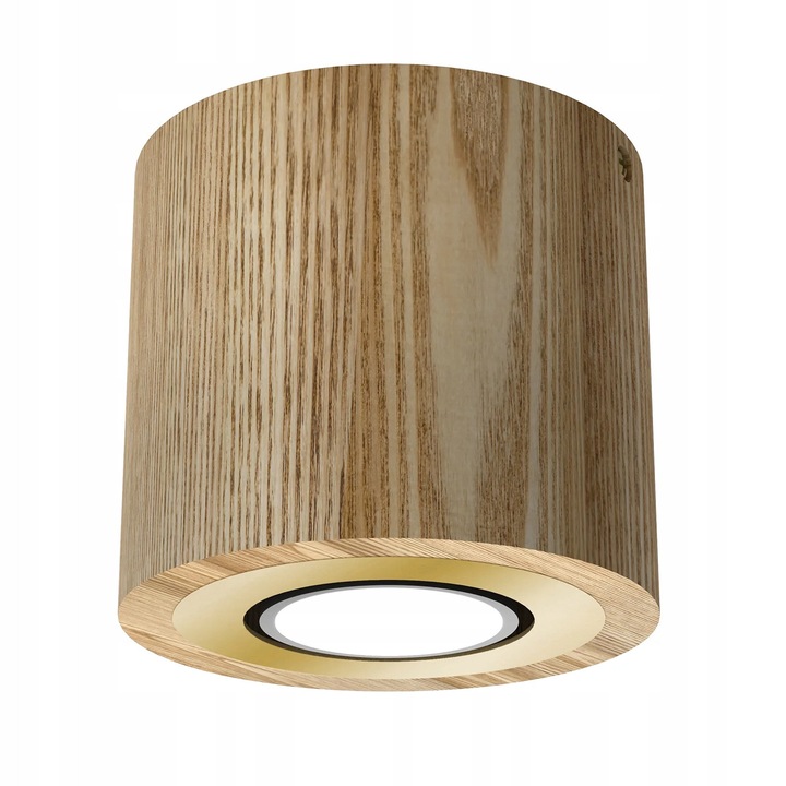 Luminex spot mennyezeti lámpa, Downlight wood kollekció, 1 fényforrás, világos fa/arany, 10x10x9cm