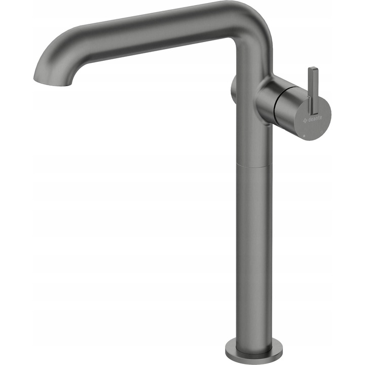 Смесител за мивка Deante Silia, стоящ монтаж, фиксиран чучур, titanium, 49 л/мин