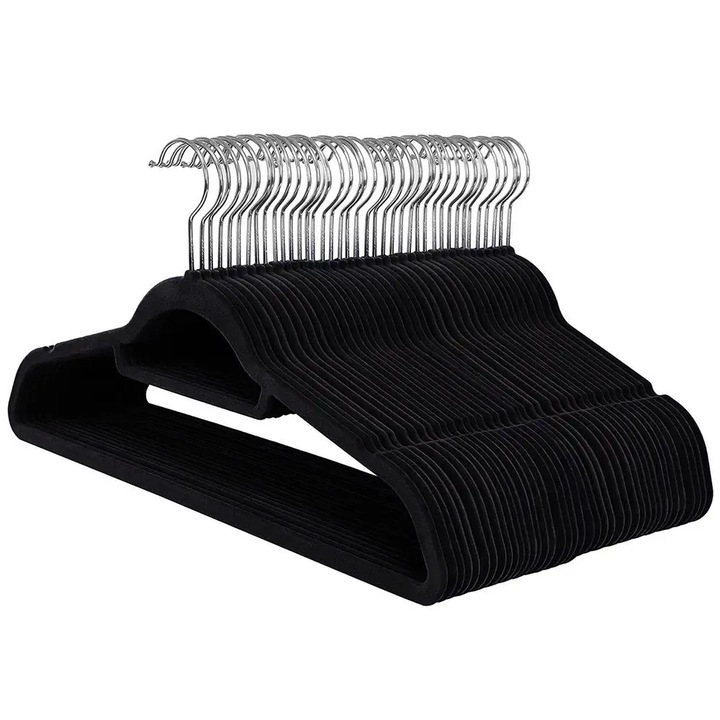 Set 50 umerase velur Songmics negre 23.5x45x0.6cm