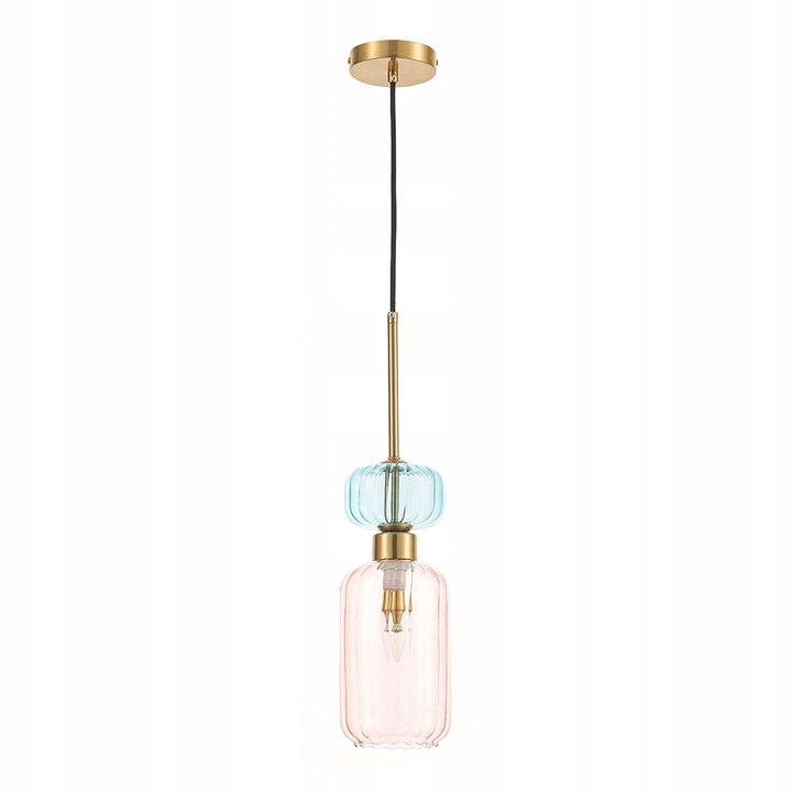Lampa suspendata MOLLY ML1822, roz-albastru, aurie, 12cm, inaltime reglabila 51-120cm