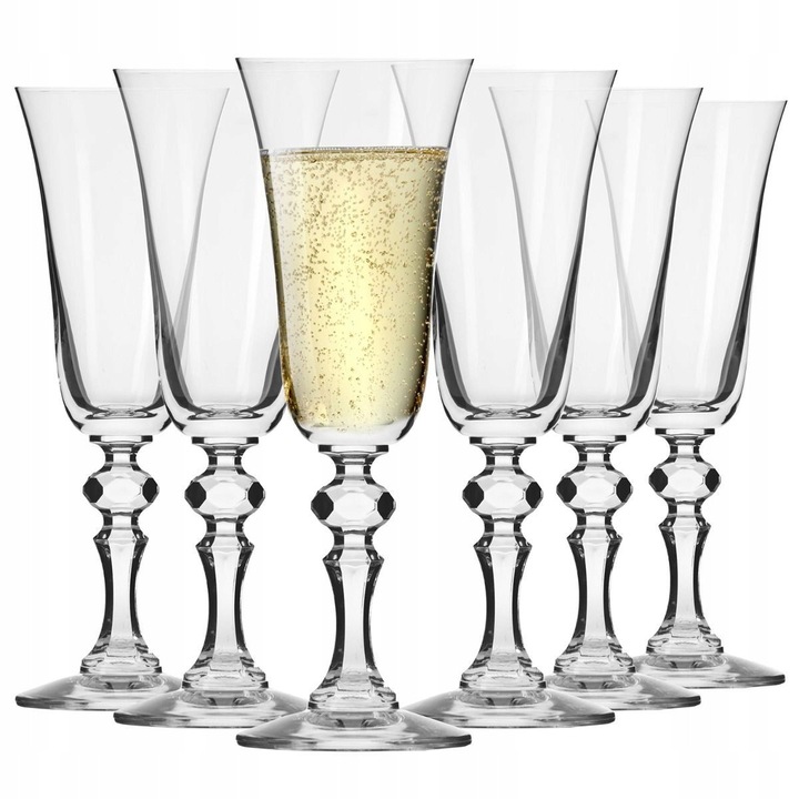 Set 6 pahare sampanie Krista, 150 ml, sticla soda-calciu, 20,3x7cm