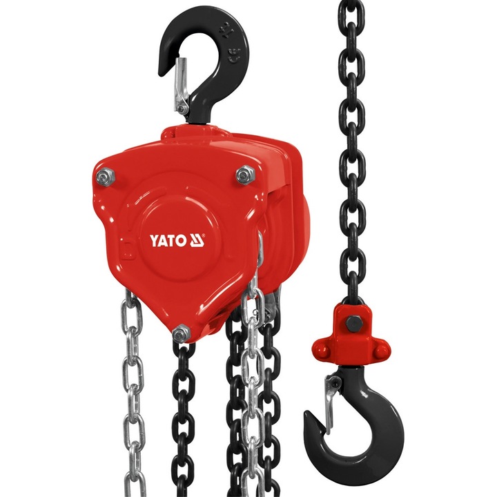 Yato YT-58953 kézi láncos emelő, 2 t teherbírás, 3 m emelési magasság, dupla kezelőlánc, horganyzott, 2 m, piros/fekete, 1 db.