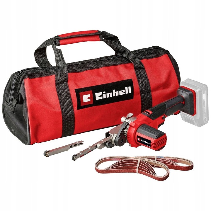 Slefuitor cu banda (polizor cu banda) Einhell TE-BF 18 Li-Solo, compatibil Power X-Change, 2 brate interschimbabile 9/13 mm, viteza reglabila 250-1700 m/min, rosu/negru, 1 buc