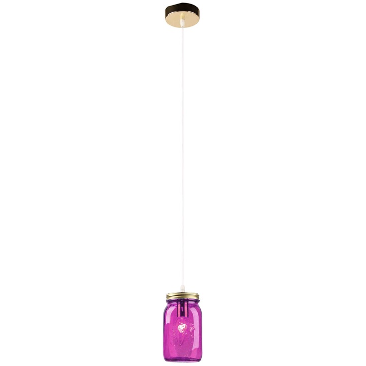 Висяща лампа Candellux JARS, виолетов стъклен абажур, 120x10см