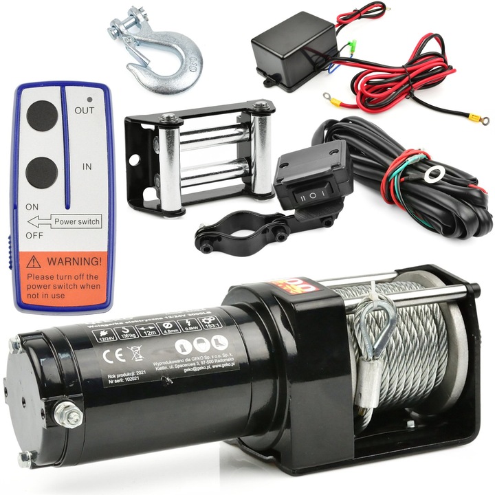 Електрическа лебедка 12V Geko 3000LB 1,2KM 12м 1361кг
