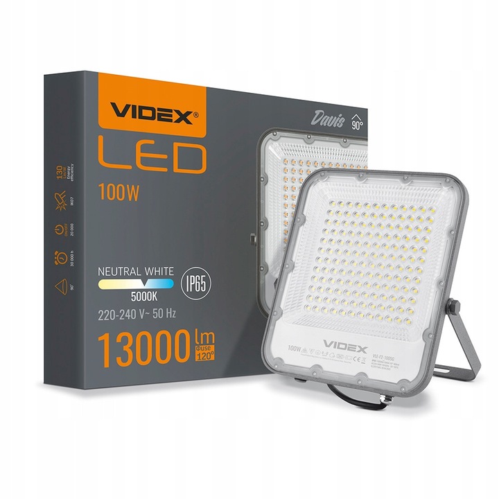 LED Прожектор Videx 100W 13000lm неутрално бял IP65 30x20cm