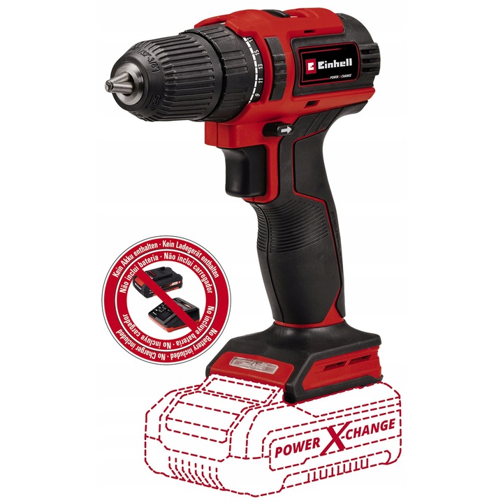 Einhell TE-CD 18/40 Li fúró-csavarozó, 2 sebességes, LED, 18V, akkumulátor és töltő nélkül