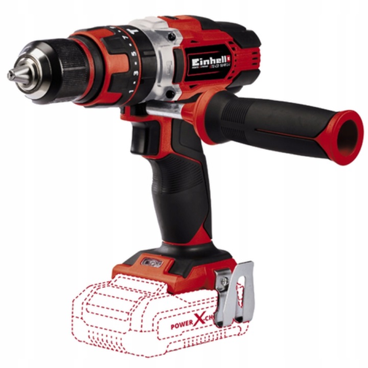 Einhell TE-CD 18/48 Li-i Solo fúró-csavarozó, 2 sebesség, 48 Nm, piros/fekete, 240x200x80mm