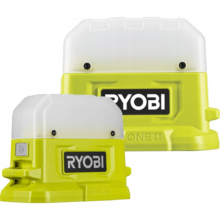 Lampa Ryobi RLC18-0, LED 18V, 360° покритие, 500 lm, 3 степени на интензитет, SOLO версия (без батерия и зарядно устройство), зелен/бял, 1 бр.