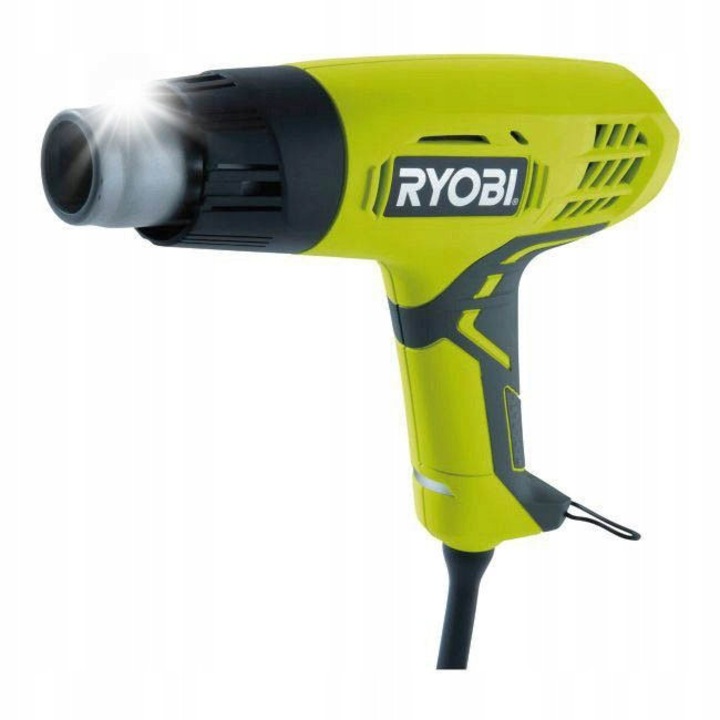 Hőlégfúvó, Ryobi EHG2000 2000W hőlégpisztoly, két fokozat 400/600°C, 2 fúvóka mellékelve, zöld/fekete, 1 db.