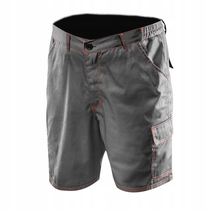 Pantaloni scurti NEO BASIC, gri, bumbac si poliester, cu buzunare multifunctionale, de lucru, XL
