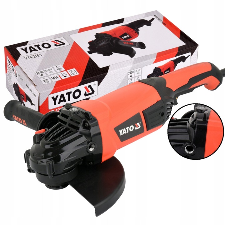 Polizor unghiular (flex) Yato YT-82105, puternic 2400W, disc 230 mm, 6600 rpm, filet M14, rosu/negru, cablu 3 m