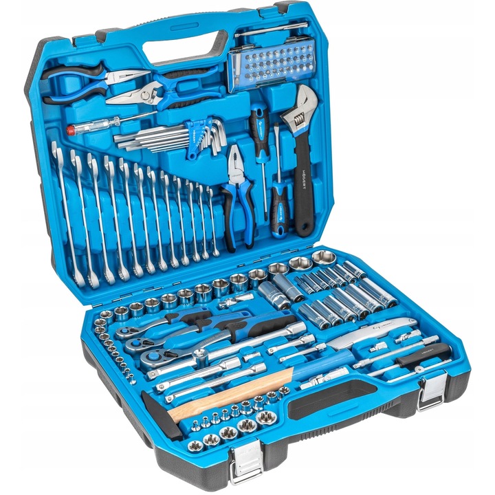 Set scule Hoegert Technik 131 piese crom-vanadiu crom-molibden multicolor in valiza 1/4x3/8x1/2 inch