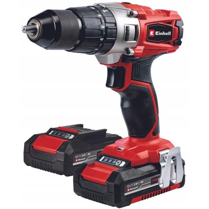 Einhell TE-CD 18/2 Li-i ütvefúró-csavarozó, 18V, 2 db 2Ah akkumulátor, 64 tartozék, táska, 36,5x12,8x31cm