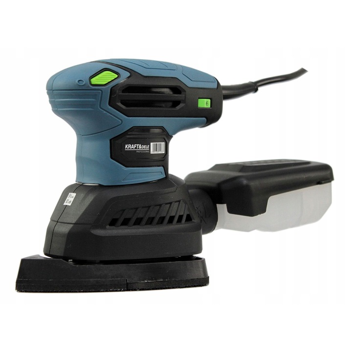 Slefuitor orbital Kraft&Dele KD1669, multifunctional 4 in 1, 1200W, 7000-12000 rpm, pad 125 mm, sistem de aspirare, Albastru/negru